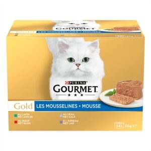 Gourmet Gold Mousse Mix Selectie Nat Kattenvoer 24 blikjes à 85 gram